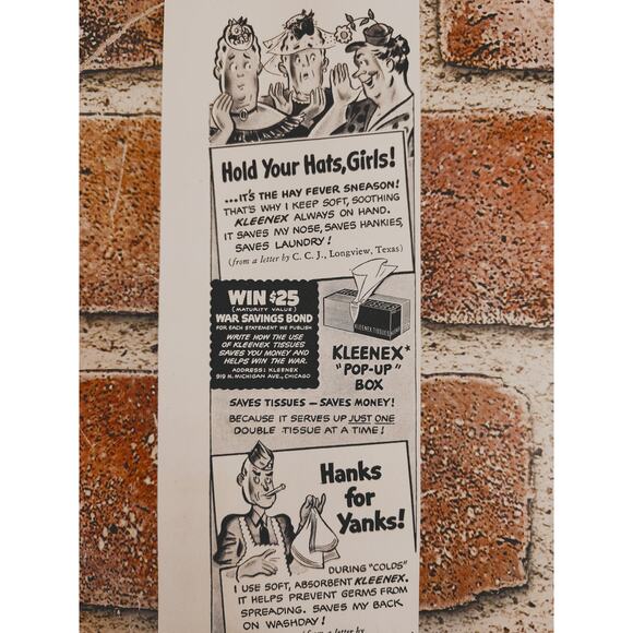 1942 Kleenex "Thrifty Nifty!" Sexy Pinup‎ Lady Drawing WWII Era Vtg Print Ad - Picture 4 of 6